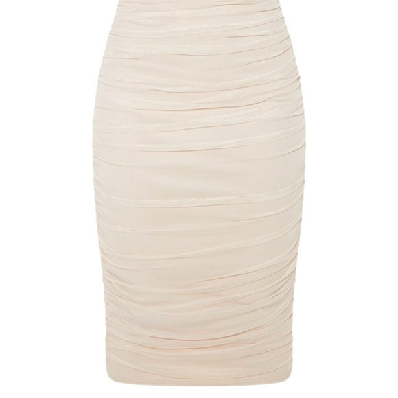 Prettylittlething Ruched Nude Mid Maxi Dress - Picture 6 of 6